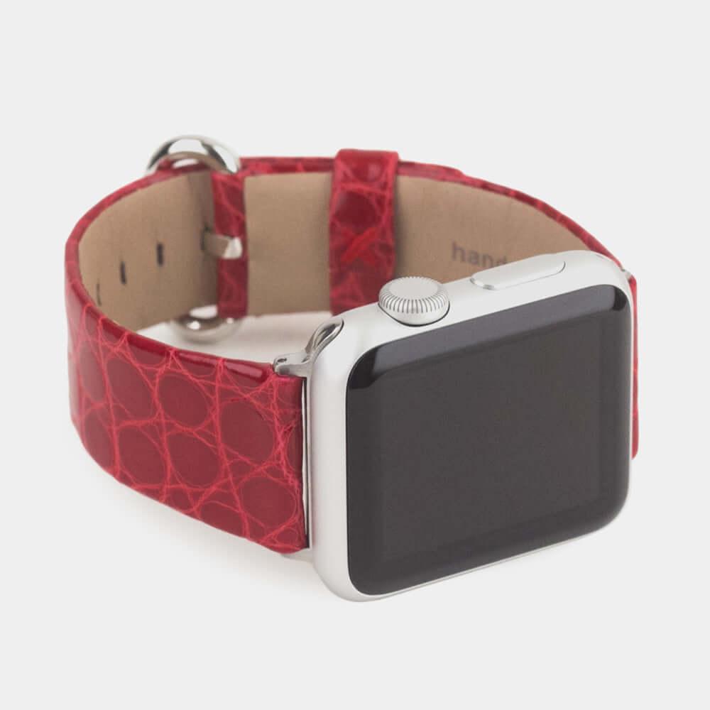 Alligator Shiny Strap Apple Watch 45/46mm Red | Marcel Robert - 10