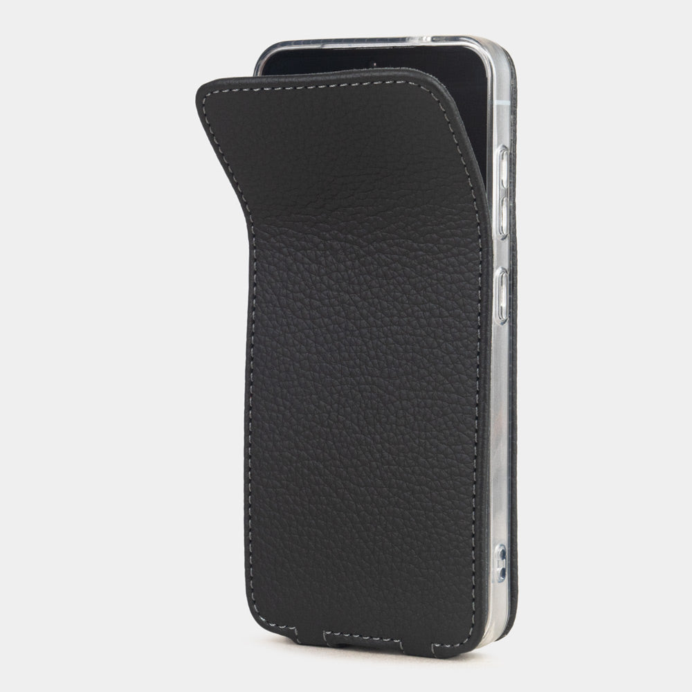 black leather flip case Samsung S26 & S26 Plus with Marcel Robert's signature soft-fold flexible flap