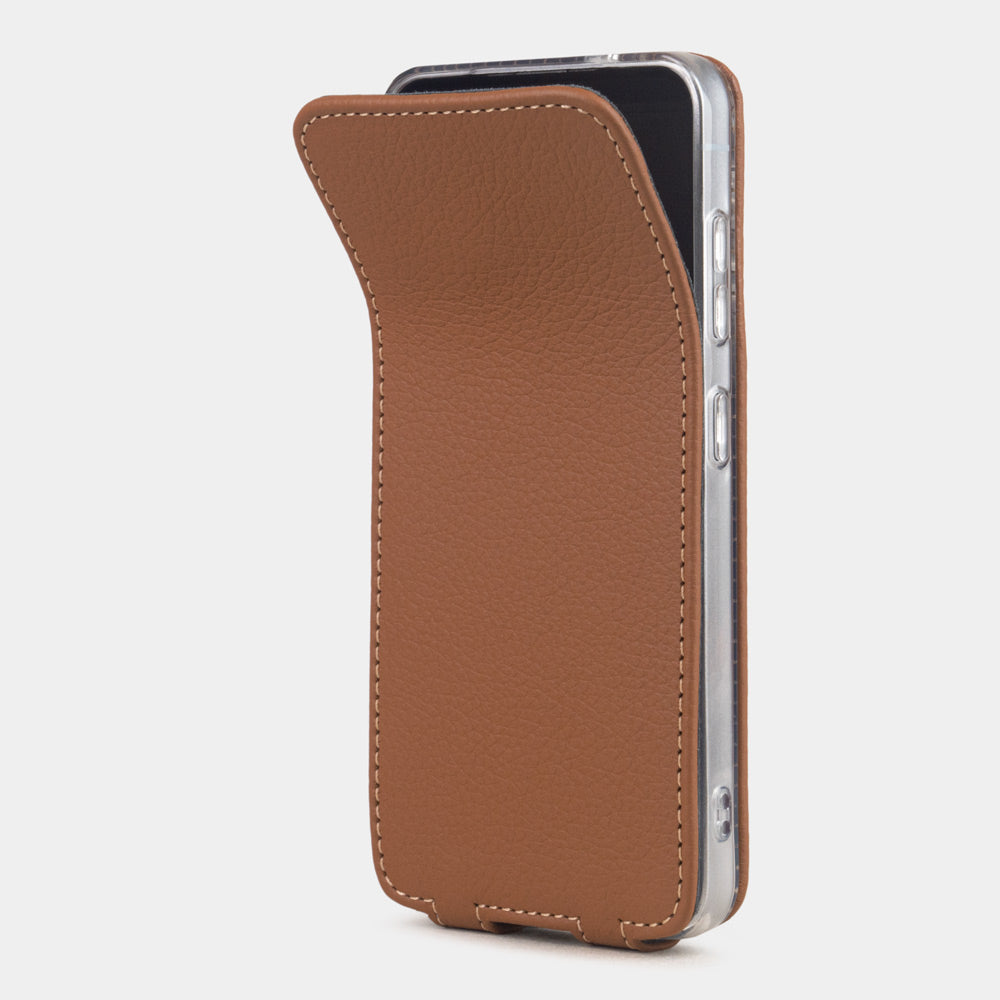gold leather flip case Samsung S26 & S26 Plus with Marcel Robert's signature soft-fold flexible flap