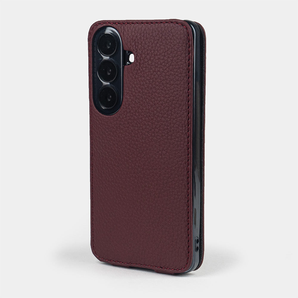 bordeaux leather flip case Samsung S26 & S26 plus slim back with built-in MagSafe and precise camera cutouts