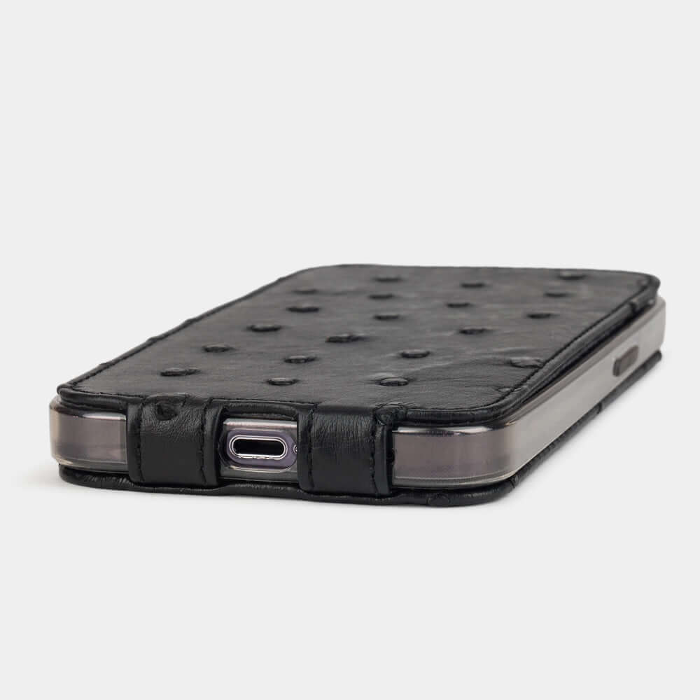 Ostrich Leather Case iPhone 13 Pro Max Black | Marcel Robert - 4
