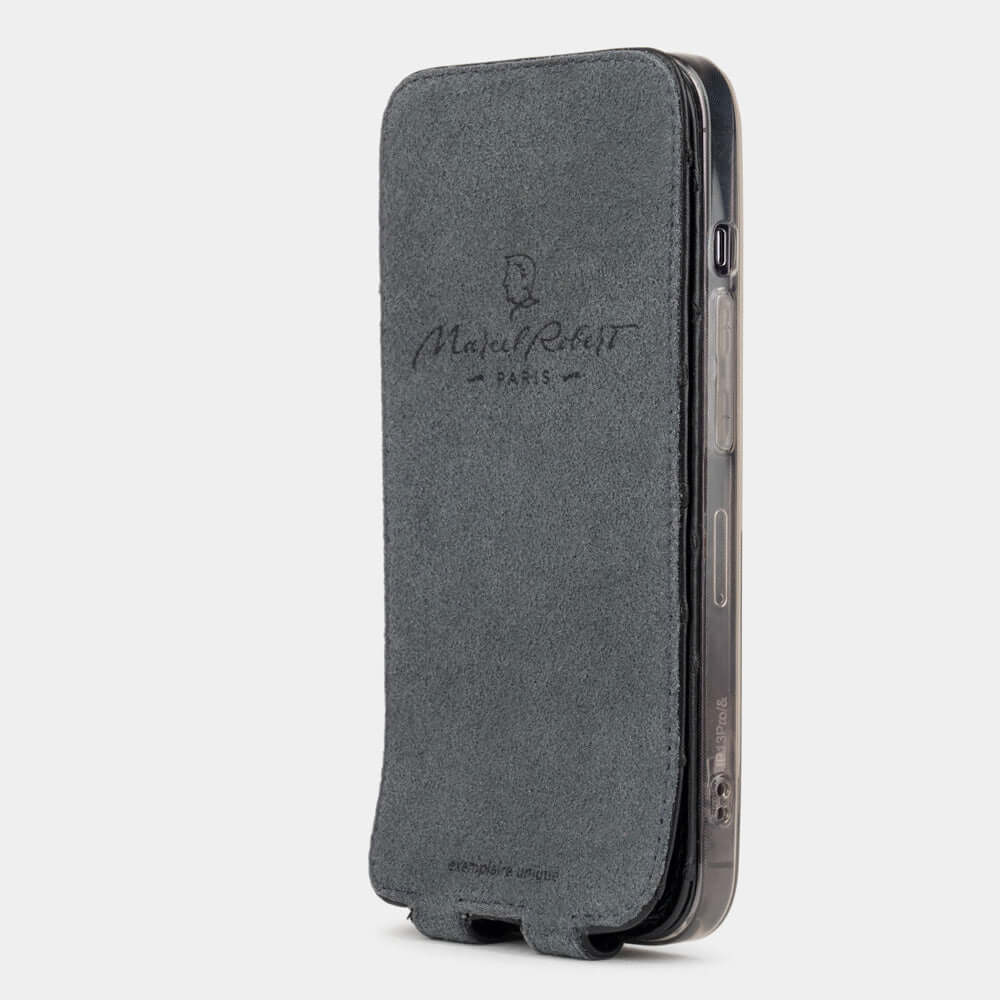 Ostrich Leather Case iPhone 13 Pro Max Black | Marcel Robert - 6