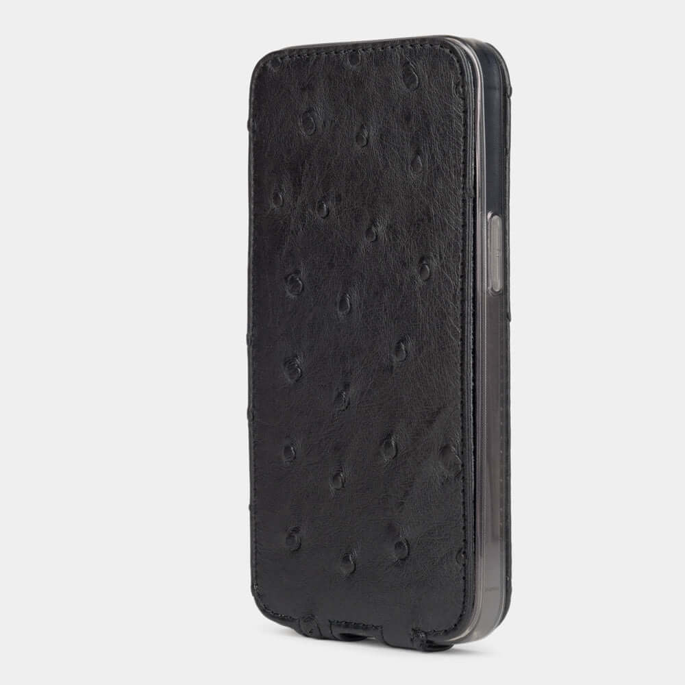 Ostrich Leather Case iPhone 13 Pro Max Black | Marcel Robert - 2