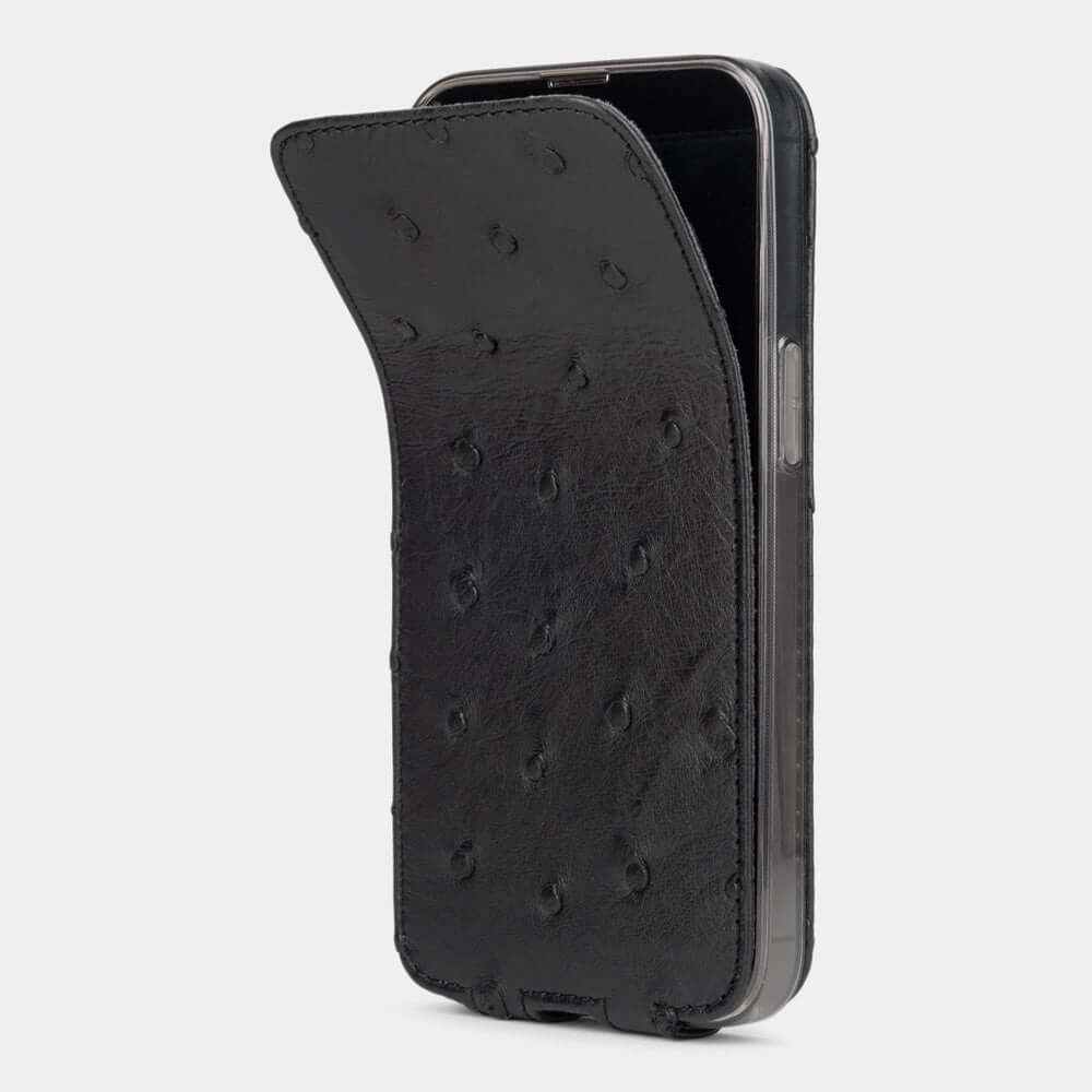 Ostrich Leather Case iPhone 13 Pro Max Black | Marcel Robert - 3