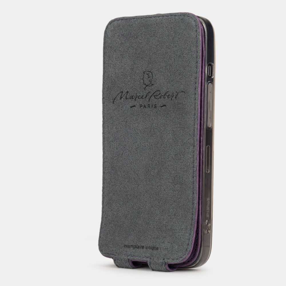 Cover iPhone 14 Pro pelle di struzzo – Viola – Marcel Robert