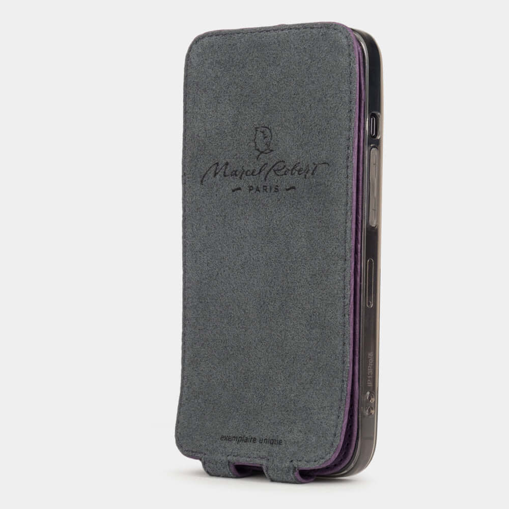 Purple Ostrich Leather Case iPhone 14 Pro Max | Marcel Robert - 2