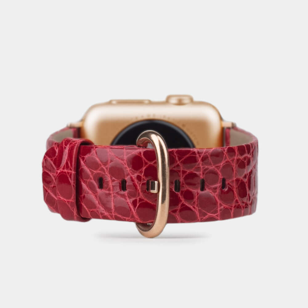 Alligator Shiny Strap Apple Watch 45/46mm Red | Marcel Robert - 6