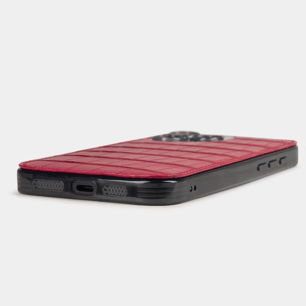 Coque iPhone 16 Pro Max alligator rouge