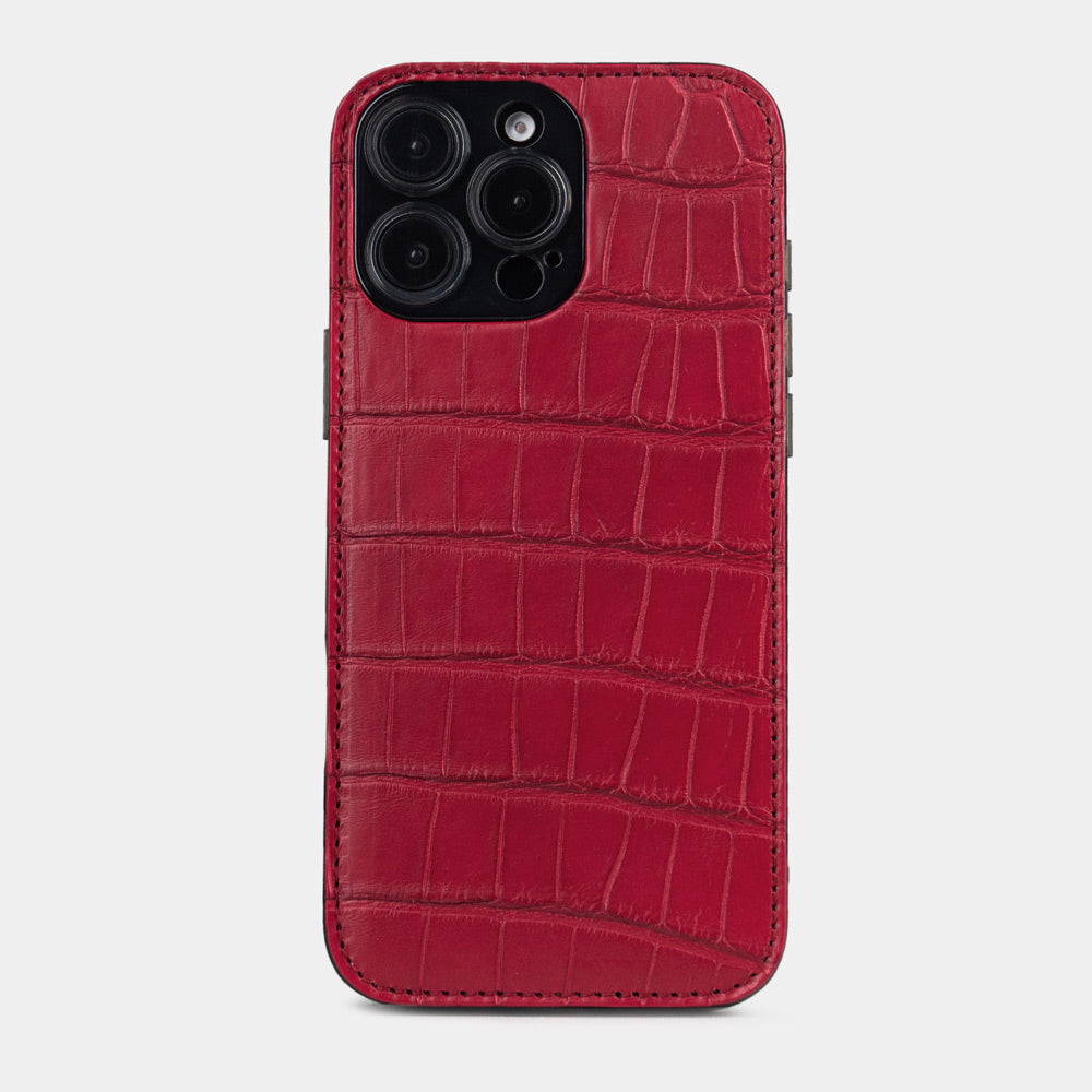 Coque iPhone 16 Pro Max alligator rouge