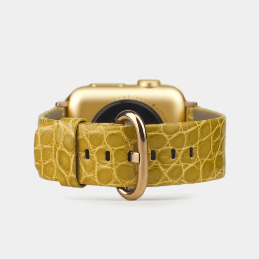 Alligator Shiny Strap Apple Watch 45/46mm Yellow | Marcel Robert - 10