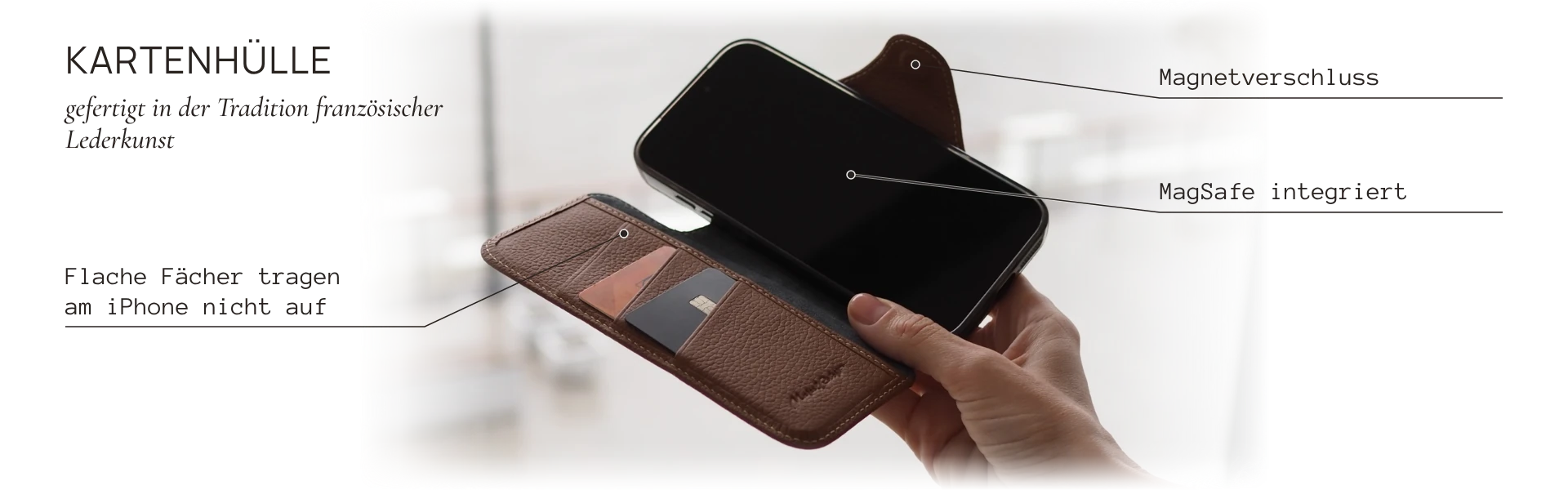 André cardholder case: slim card pockets, magnetic clasp, built-in MagSafe