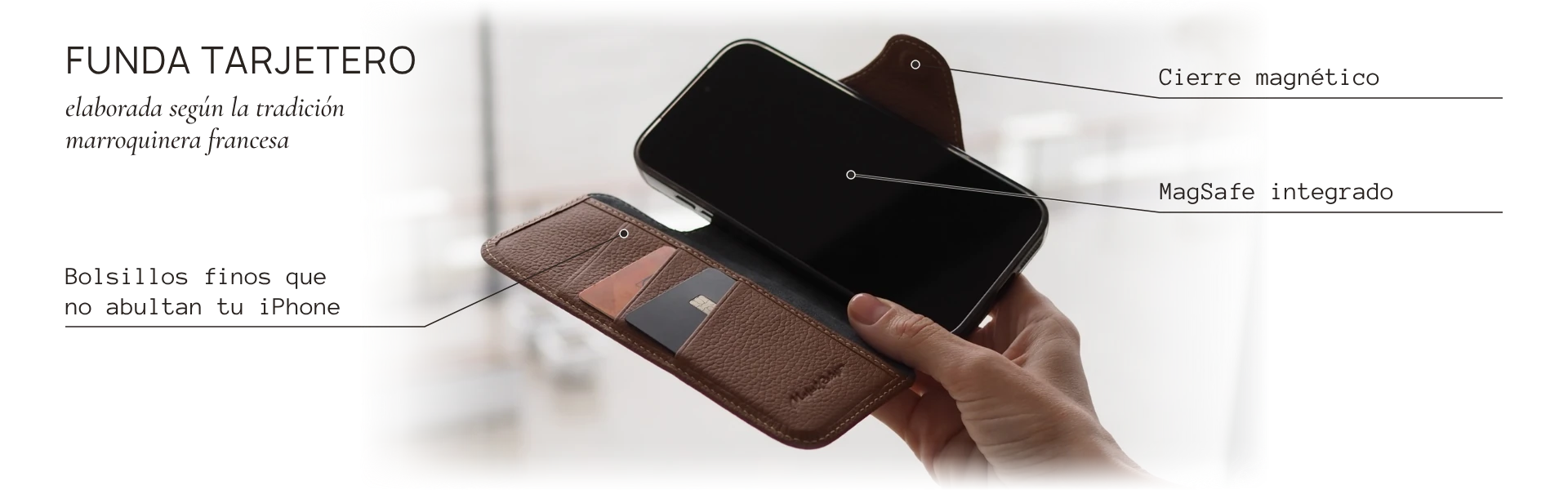 André cardholder case: slim card pockets, magnetic clasp, built-in MagSafe