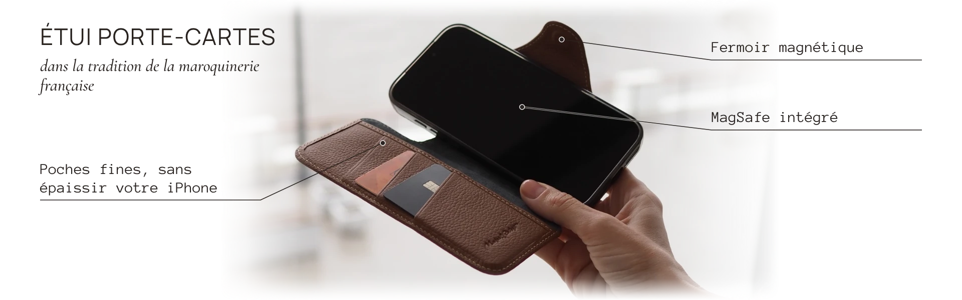 André cardholder case: slim card pockets, magnetic clasp, built-in MagSafe