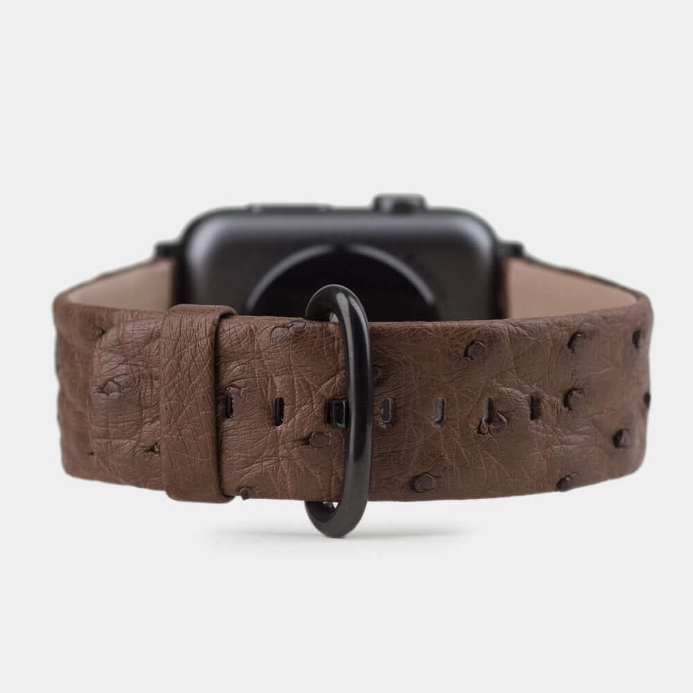 Ostrich Leather Strap Apple Watch 45/46mm Brown | Marcel Robert - 7