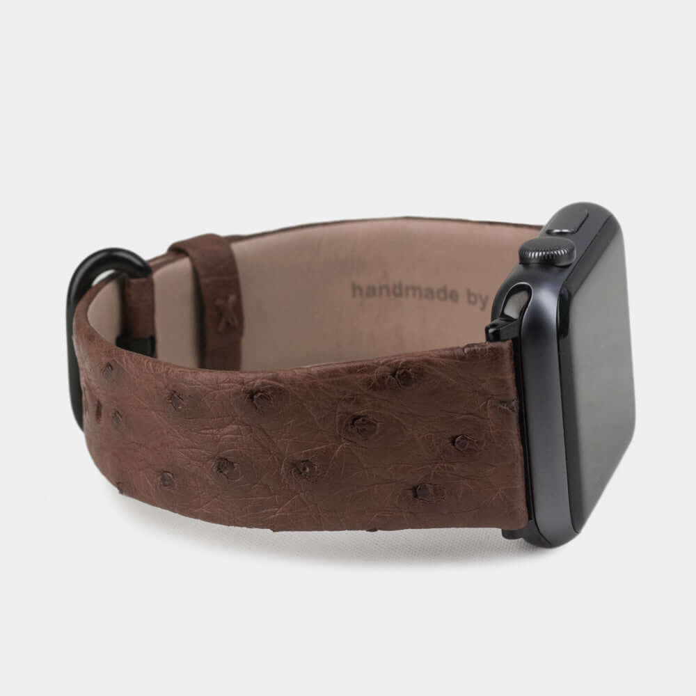 Ostrich Leather Strap Apple Watch 45/46mm Brown | Marcel Robert - 6