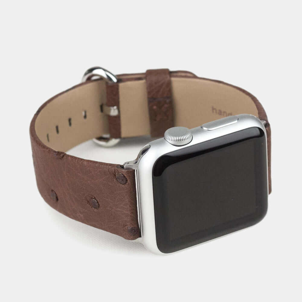 Ostrich Leather Strap Apple Watch 45/46mm Brown | Marcel Robert - 5