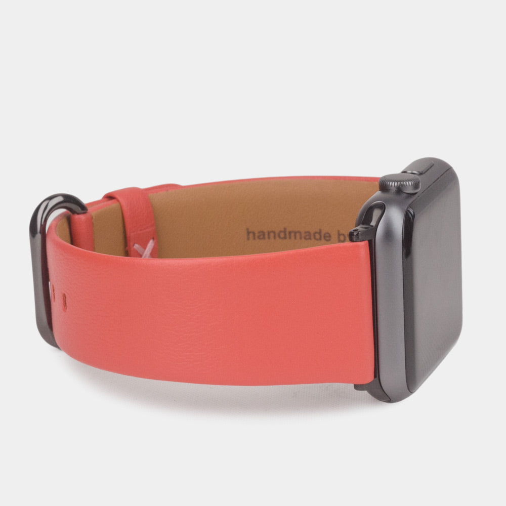 bracelet cuir Apple Watch 41 / 42mm rouge corail