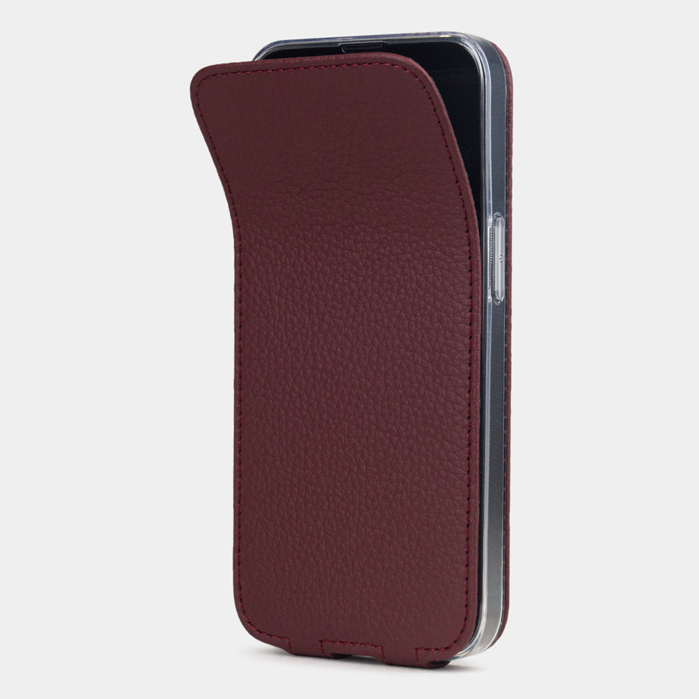 Custodia a libro in pelle premium per iPhone 16E bordeaux