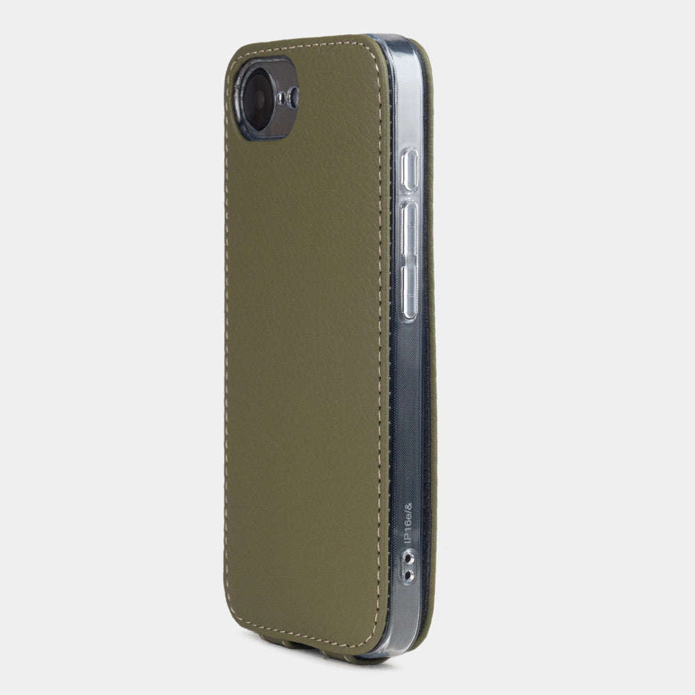 Custodia in pelle fatta a mano per iPhone 16E verde