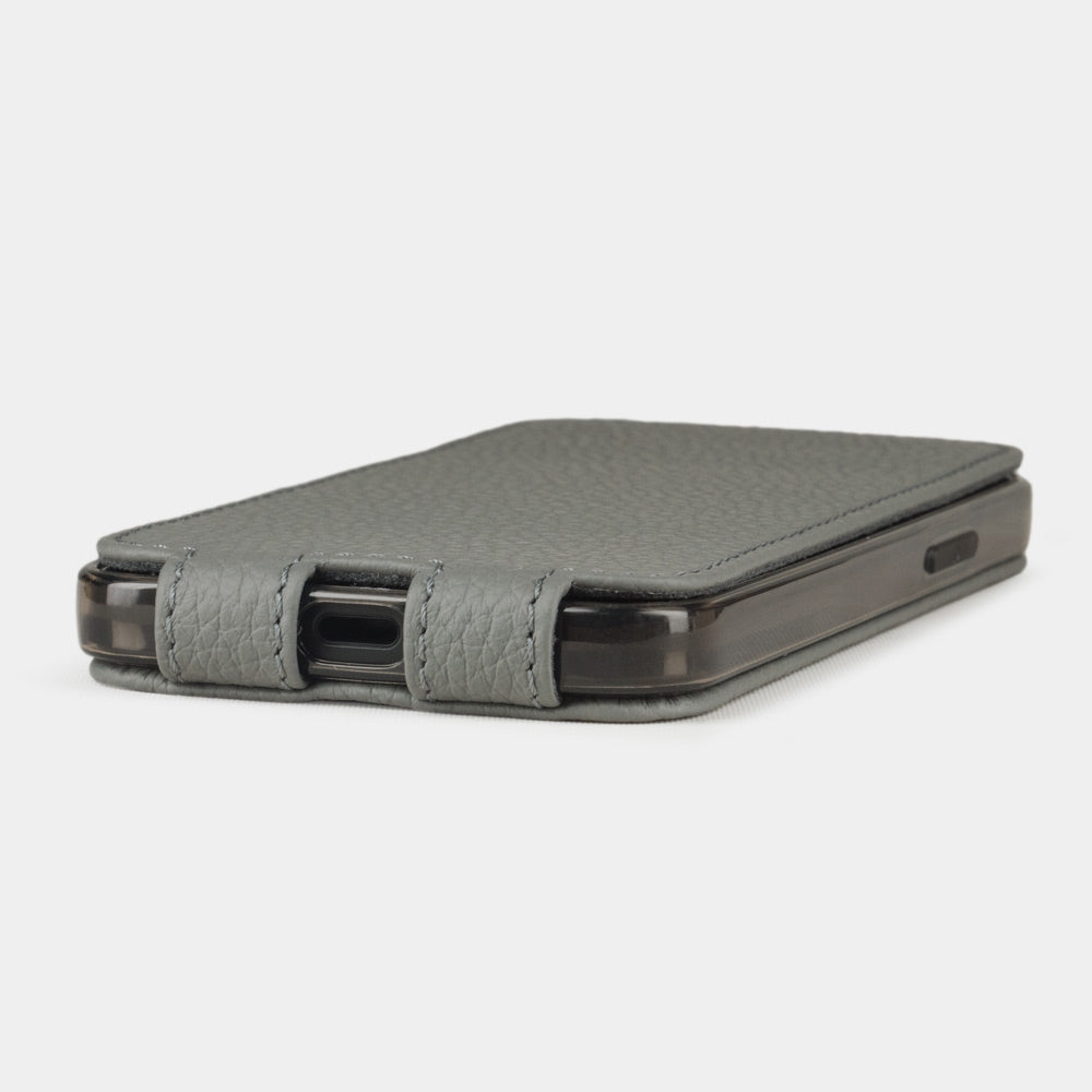 etui cuir iPhone 12 mini gris