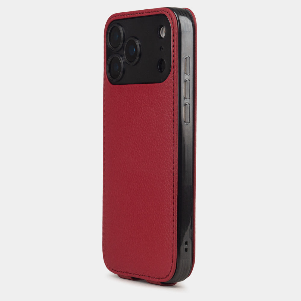 iPhone 17 Pro green Italian leather case - patented folding cover