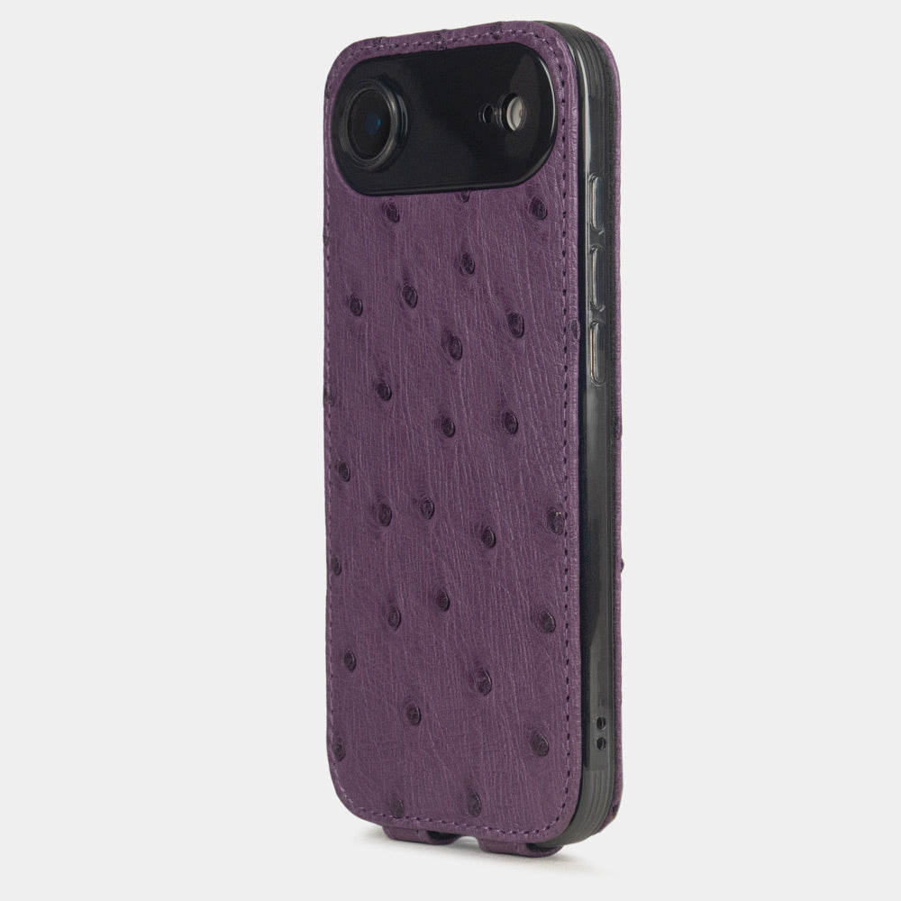 Purple Ostrich Case iPhone 17 Air - view from camera side and how the lenses are efficiently protected