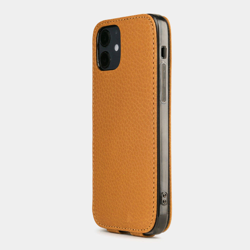 etui cuir iPhone 12 mini ocre