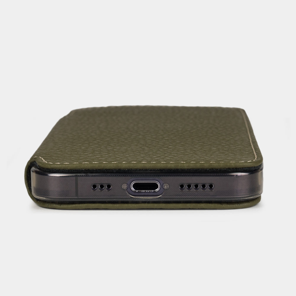 Filio case iPhone 13 mini Calfskin leather Green