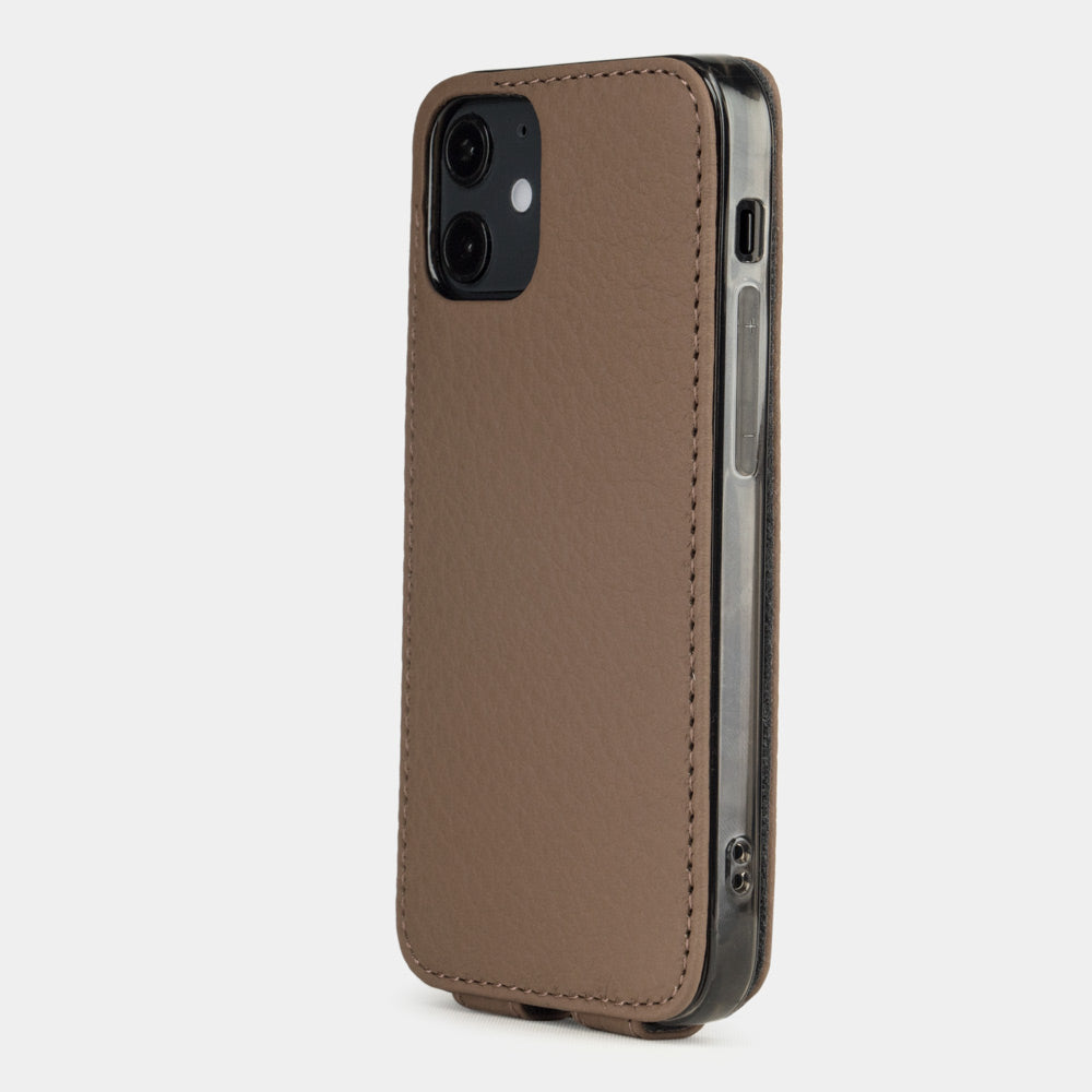 etui cuir iPhone 12 mini coffee