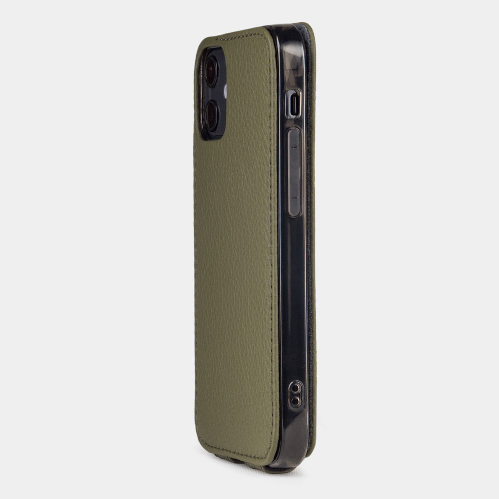 etui cuir iPhone 12 mini vert