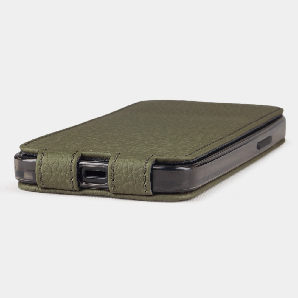 etui cuir iPhone 12 mini vert