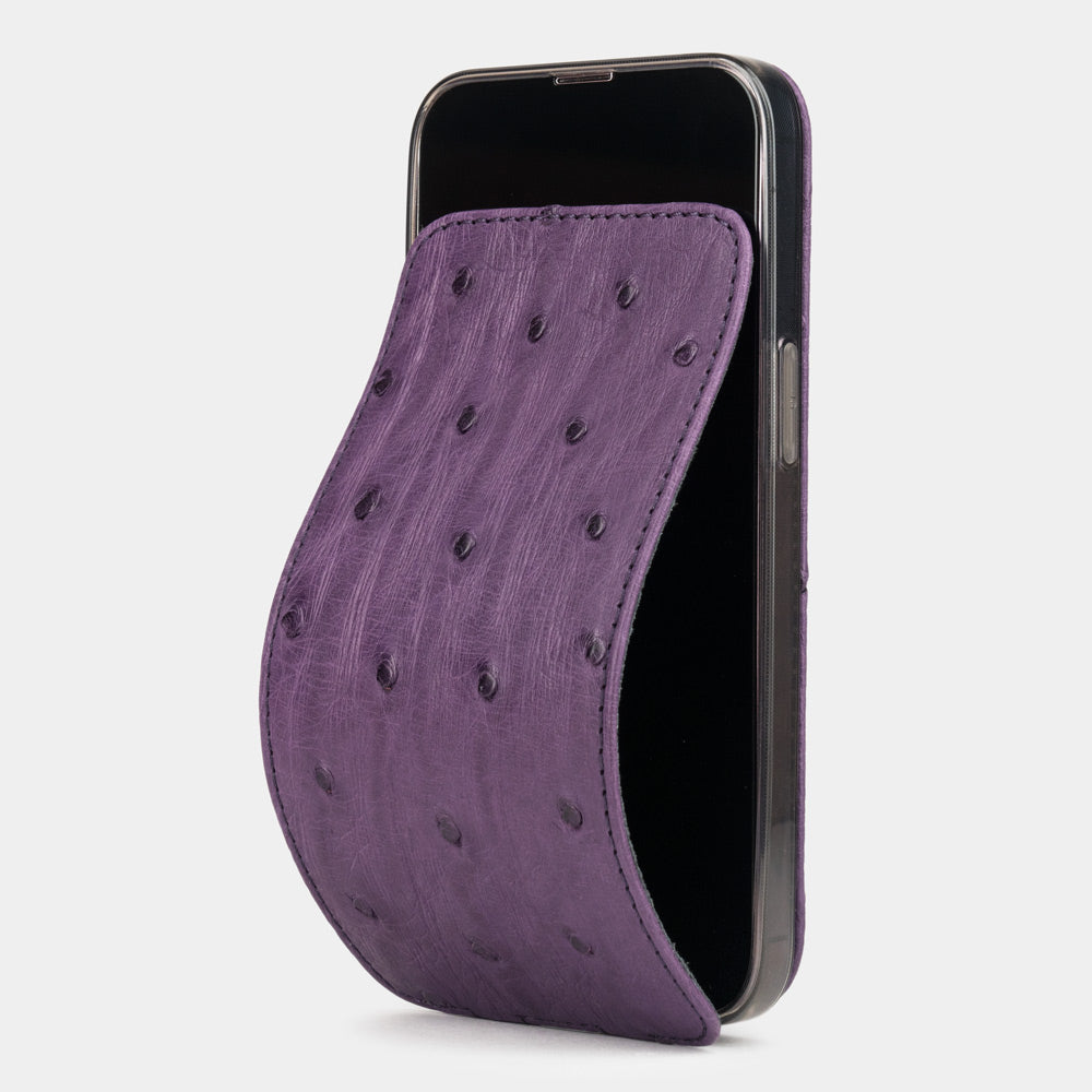 etui cuir autruche iPhone 12 mini violet