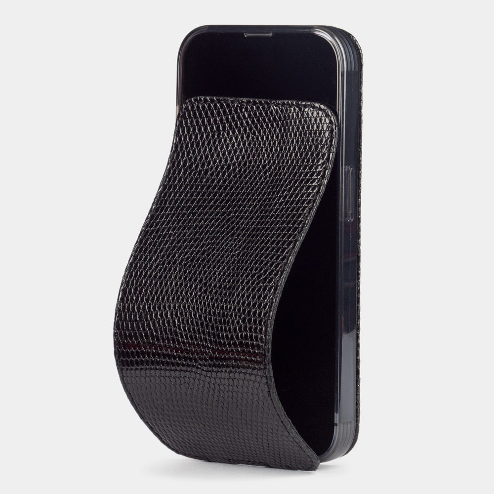 iPhone 13 mini Black Lizard Leather Flip Case – MagSafe