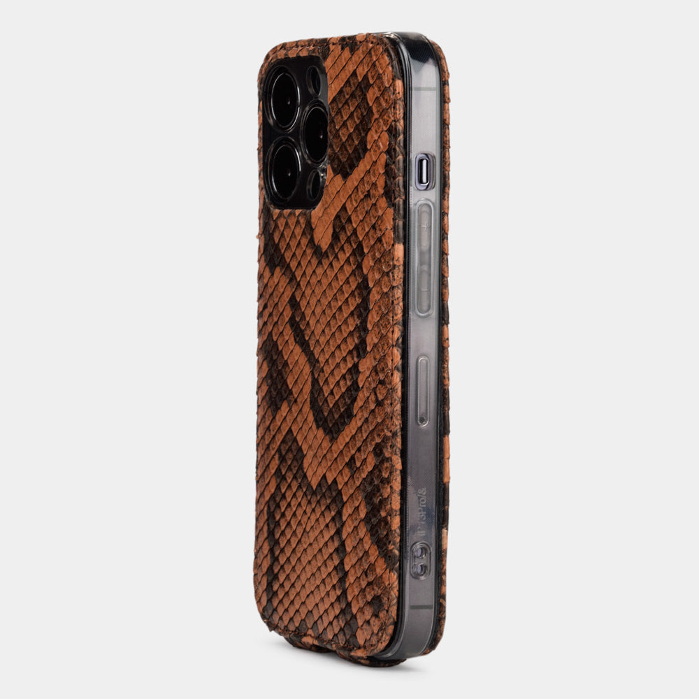 Gold python iPhone 14 Pro Max case, side detail