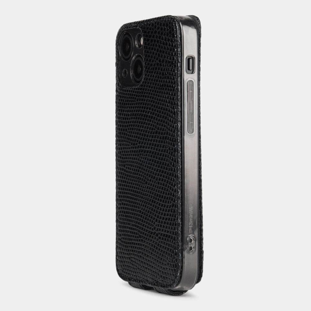 iPhone 13 mini Black Lizard Leather Flip Case – MagSafe