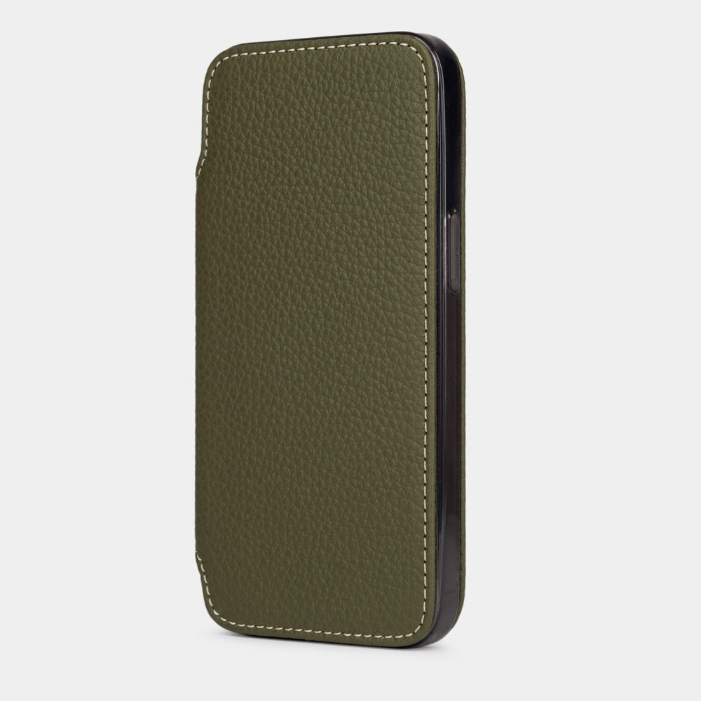 folio case iphone 17 premium calfskin leather green | main image