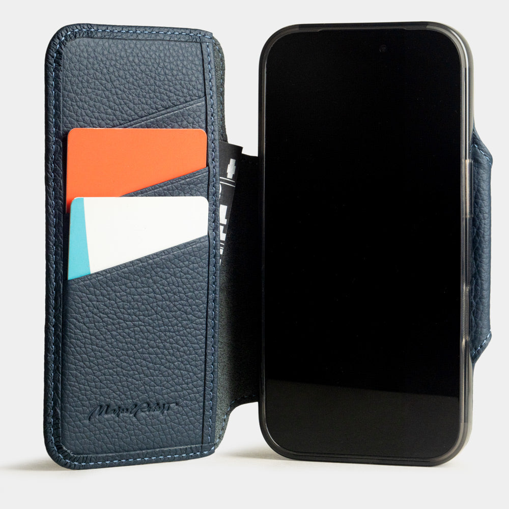 iPhone 17 Pro Max Black Calfskin Wallet Case – MagSafe