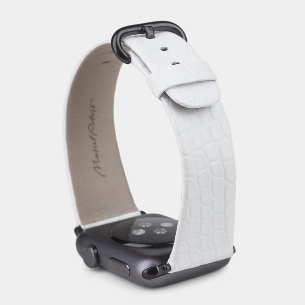 Alligator Matte Strap Apple Watch 45/46mm White | Marcel Robert - 6