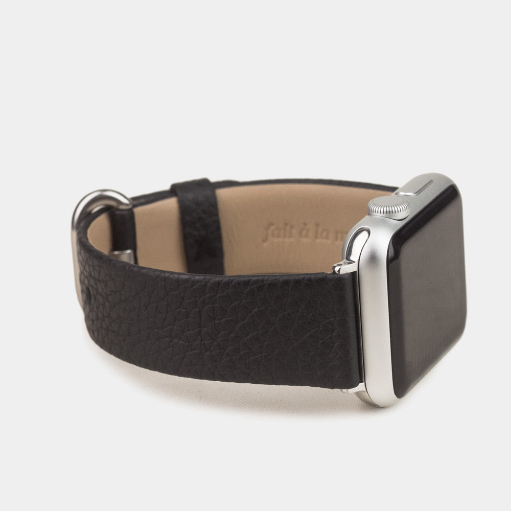 bracelet cuir Apple Watch 41 / 42mm noir grainé