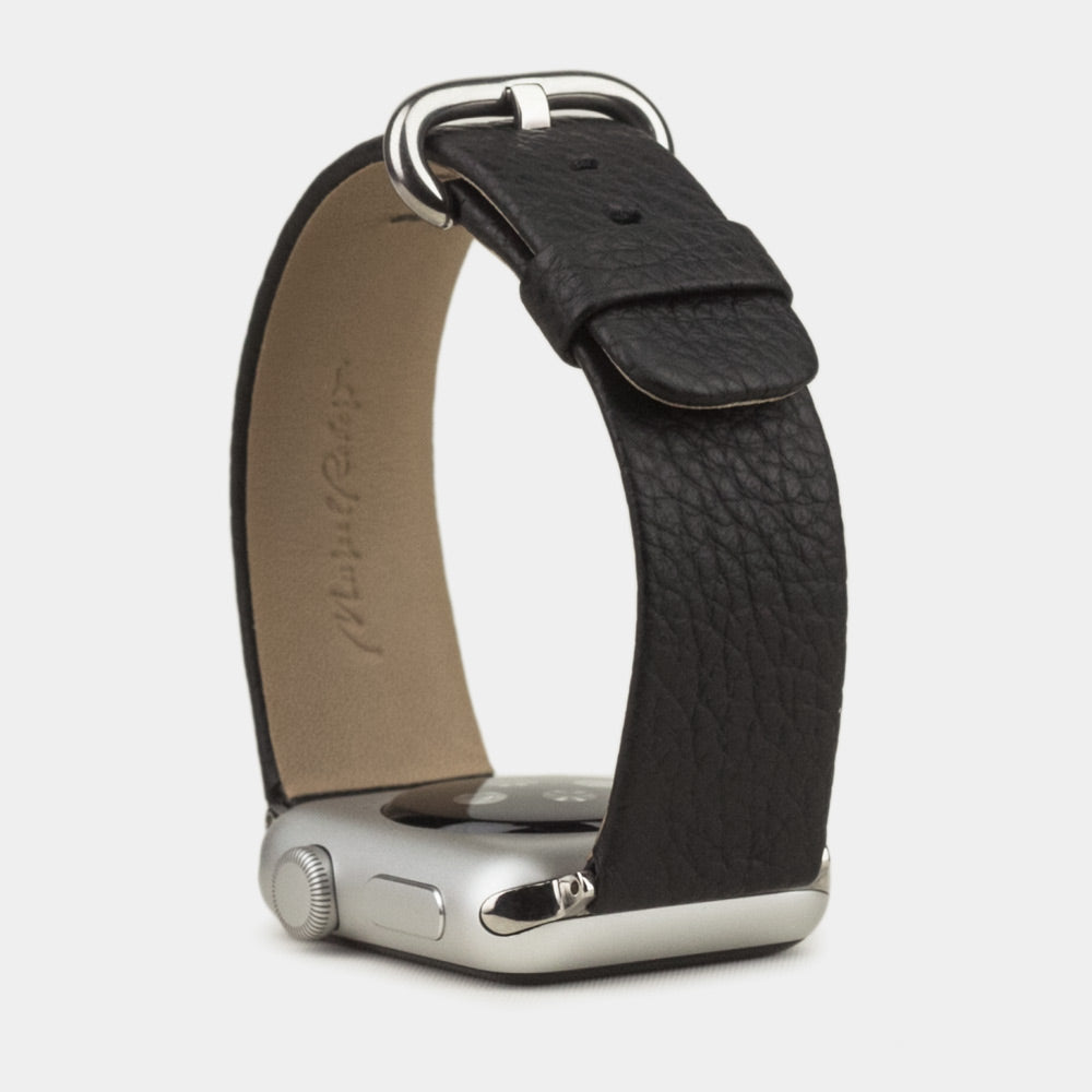 bracelet cuir Apple Watch 41 / 42mm noir grainé