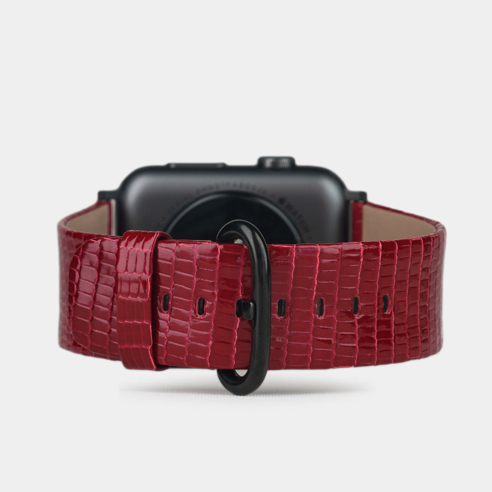 bracelet Apple Watch 45 / 46mm lézard rouge