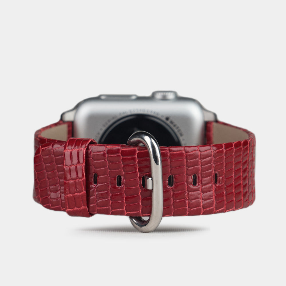 bracelet Apple Watch 45 / 46mm lézard rouge