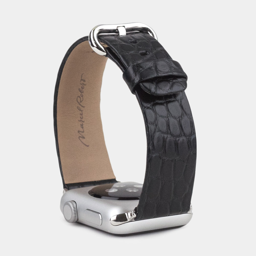 Armband Apple Watch Serie 10 Alligator schwarz