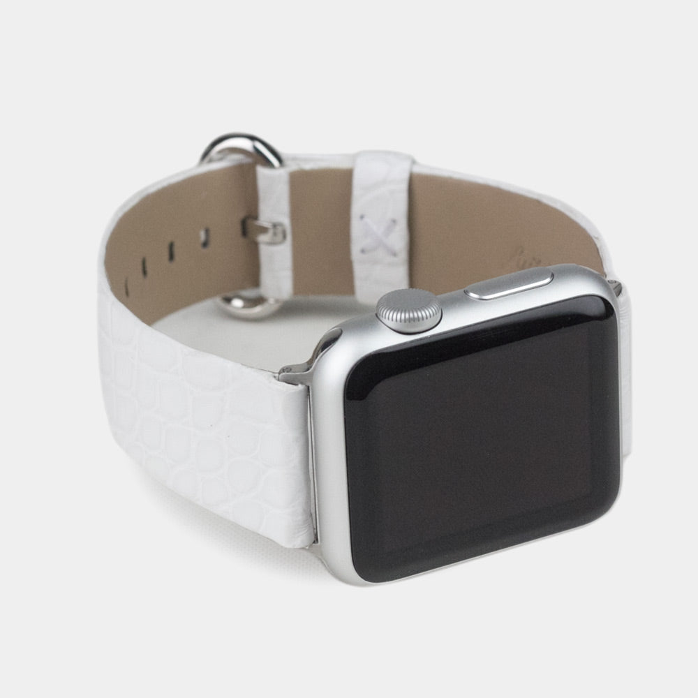 bracelet alligator Apple Watch 40 / 41mm blanc