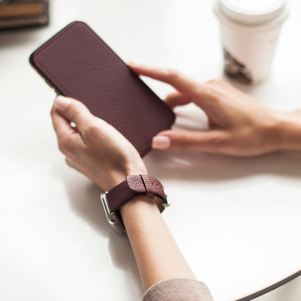 bracelet cuir Apple Watch 41 / 42mm bordeaux