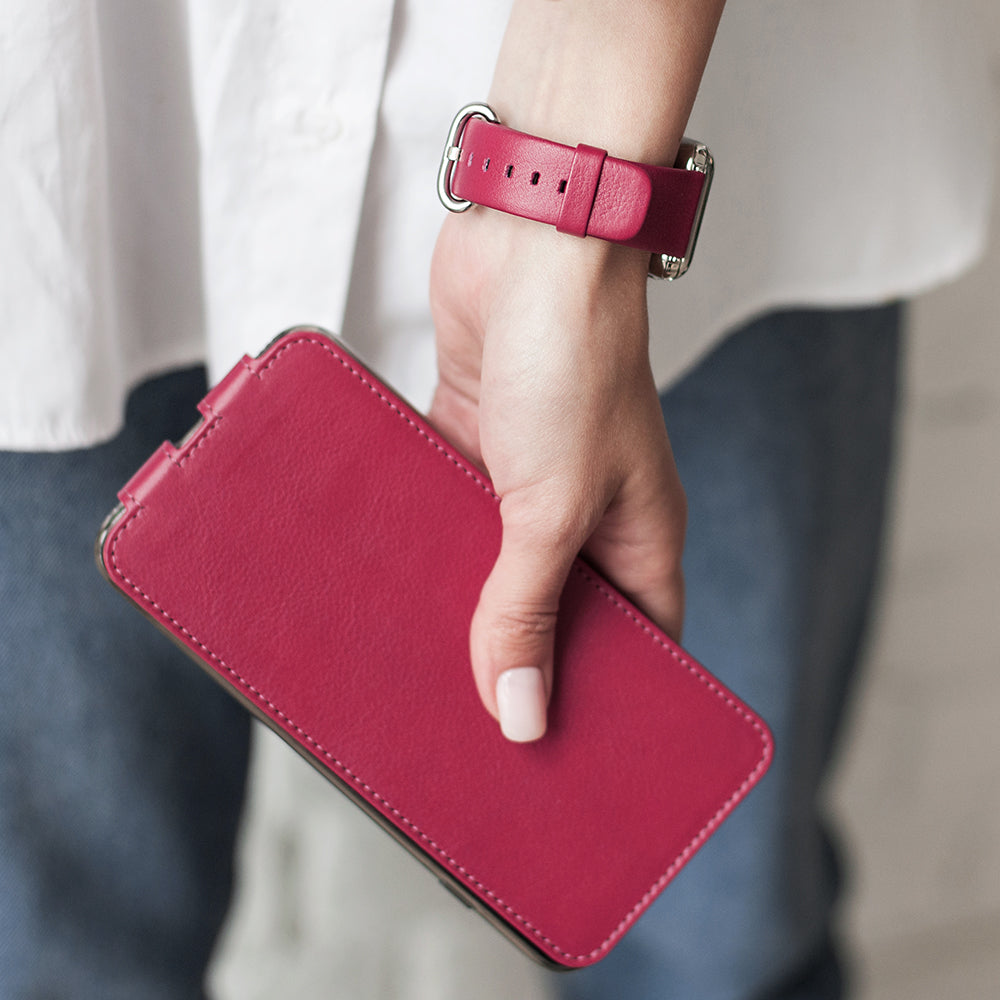 bracelet cuir Apple Watch 41 / 42mm fushia