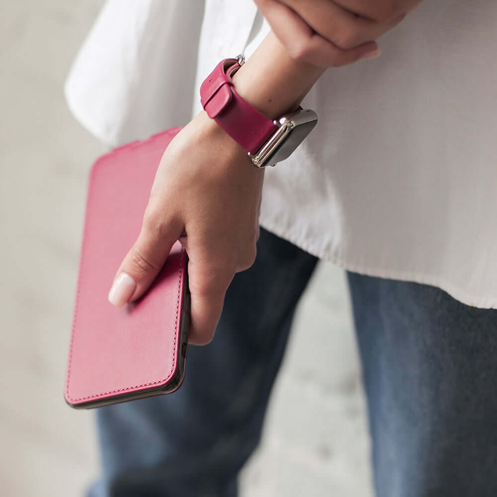 Calfskin Strap Apple Watch 45/46mm Fuchsia | Marcel Robert - 7