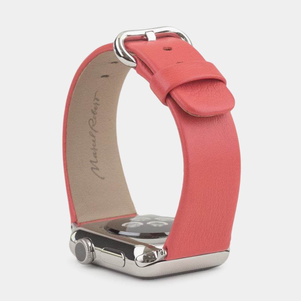 bracelet cuir Apple Watch 41 / 42mm rouge corail