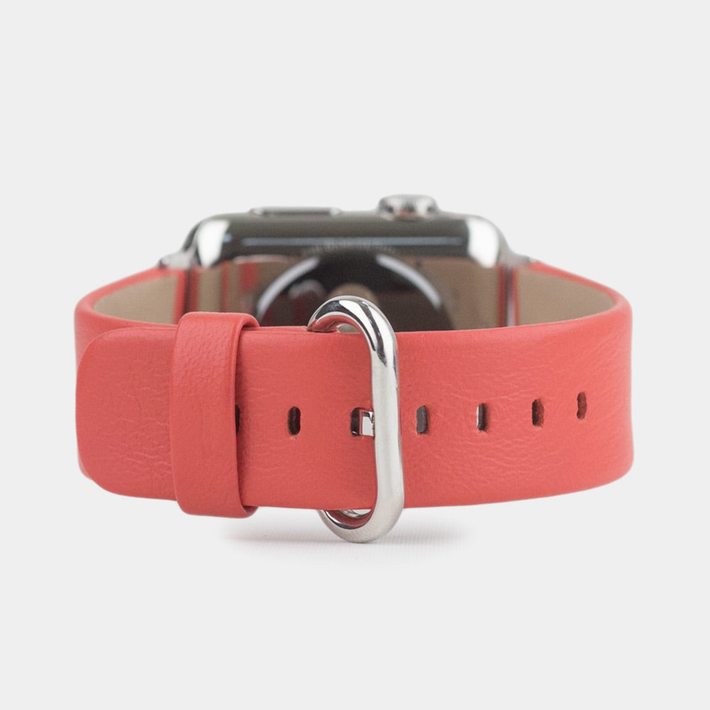 bracelet cuir Apple Watch 41 / 42mm rouge corail