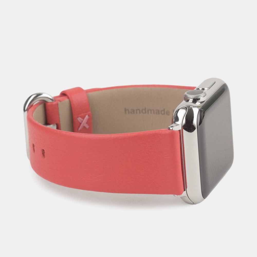 bracelet cuir Apple Watch 41 / 42mm rouge corail